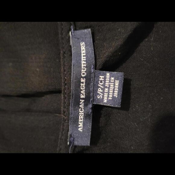 NWOT American Eagle Outfitters small black tie front long sleeve peplum blouse - Picture 3 of 5